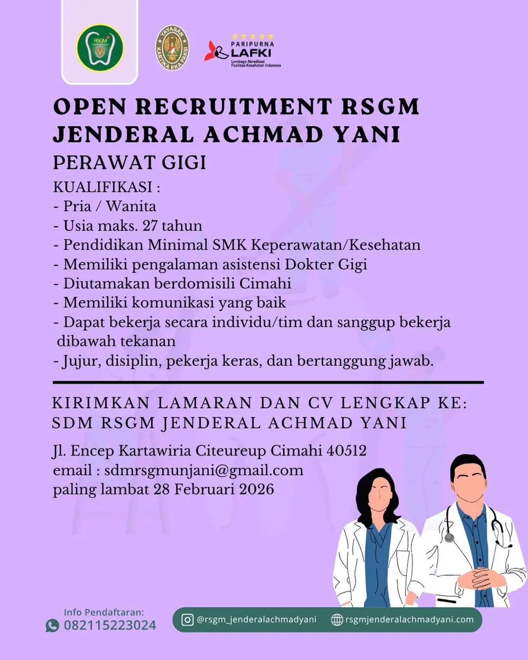 Lowongan Kerja Perawat Gigi Cimahi 2026