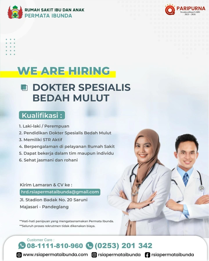 Lowongan Kerja Dokter Gigi Spesialis Bedah Mulut Banten 2026