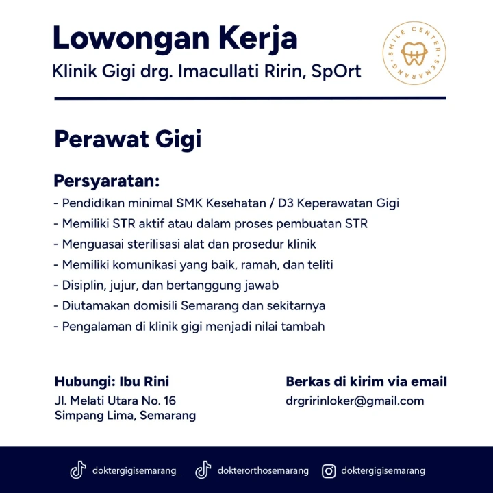 Lowongan Kerja Perawat Gigi Semarang 2026