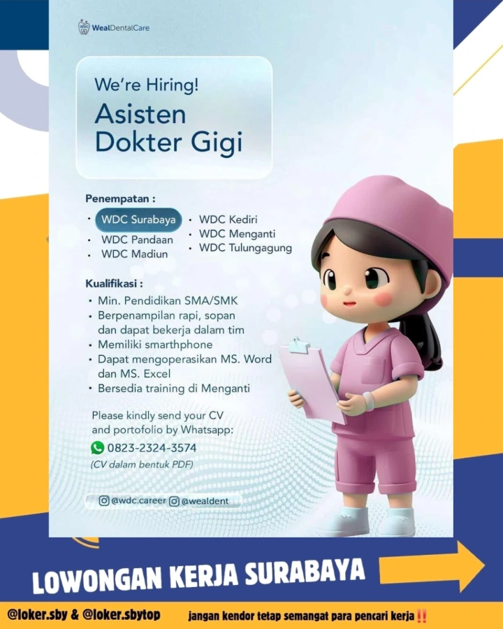 Lowongan Kerja Asisten Dokter Gigi Surabaya 2026