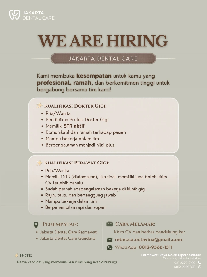 Lowongan Kerja Perawat Gigi Jakarta 2026