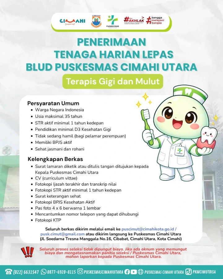 Lowongan Kerja Terapis Gigi &amp; Mulut Cimahi Utara 2026