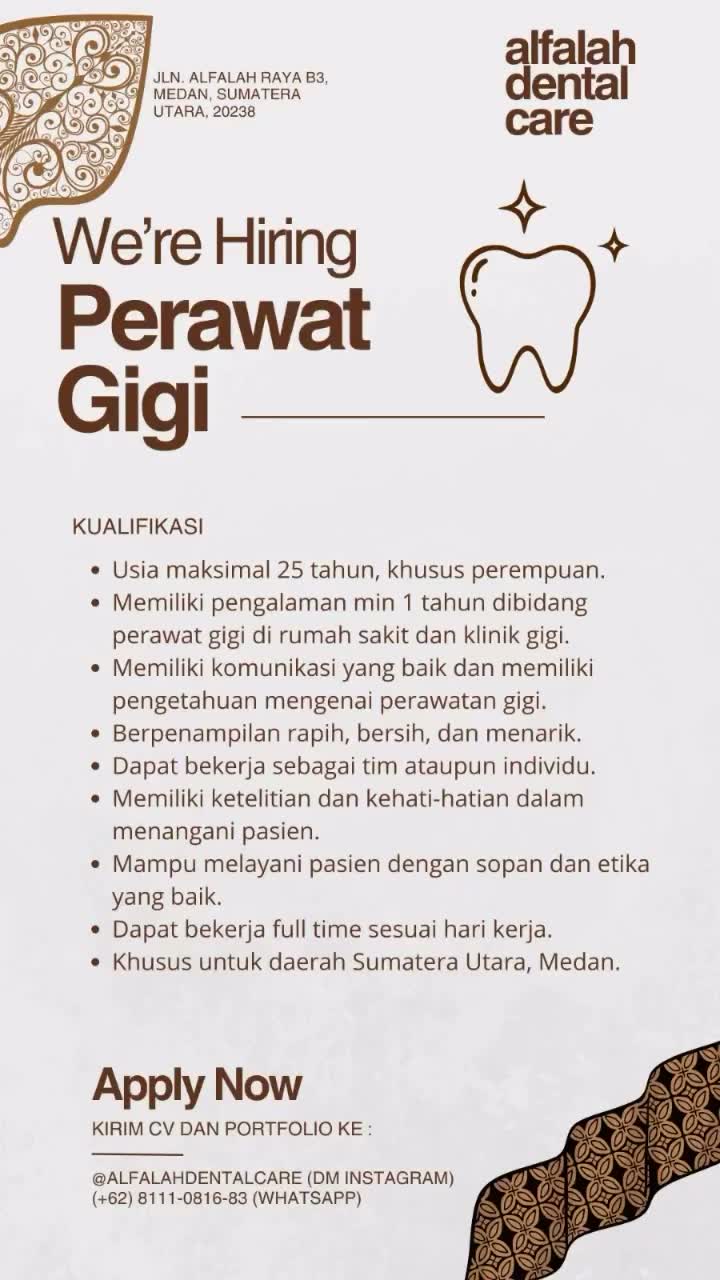 Lowongan Kerja Perawat Gigi Medan 2026