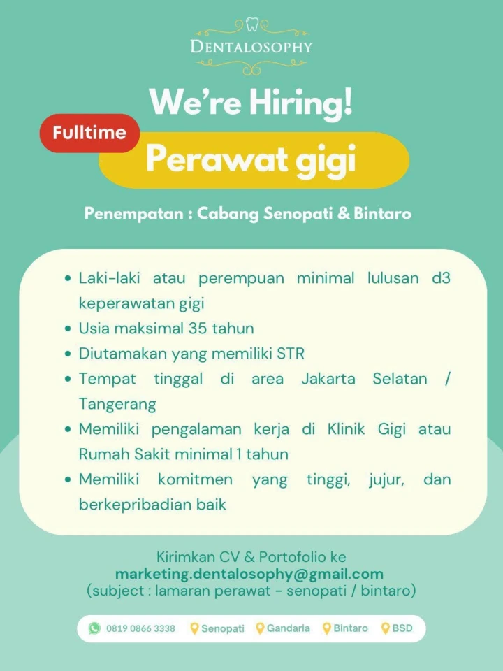 Lowongan Kerja Perawat Gigi Jakarta 2026