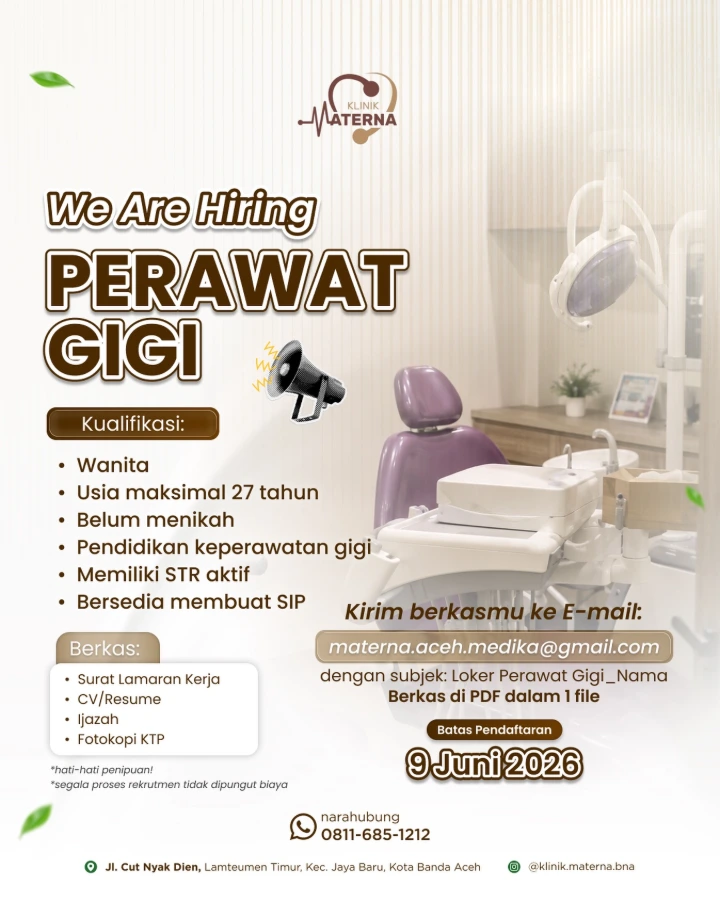 Lowongan Kerja Perawat Gigi Aceh 2026