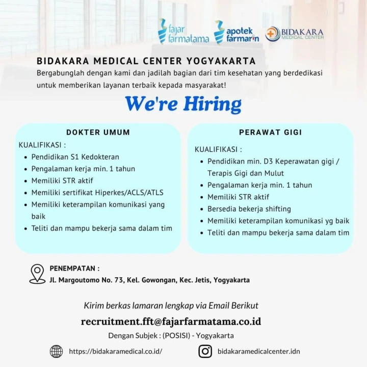 Lowongan Kerja Perawat Gigi Yogyakarta 2026