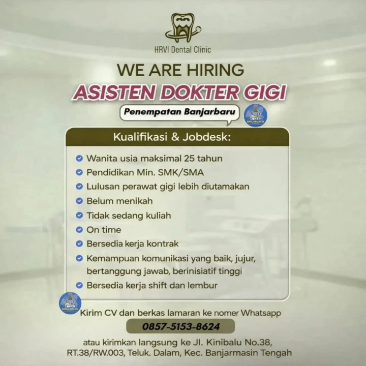 Lowongan Kerja Asisten Dokter Gigi Banjarmasin 2026