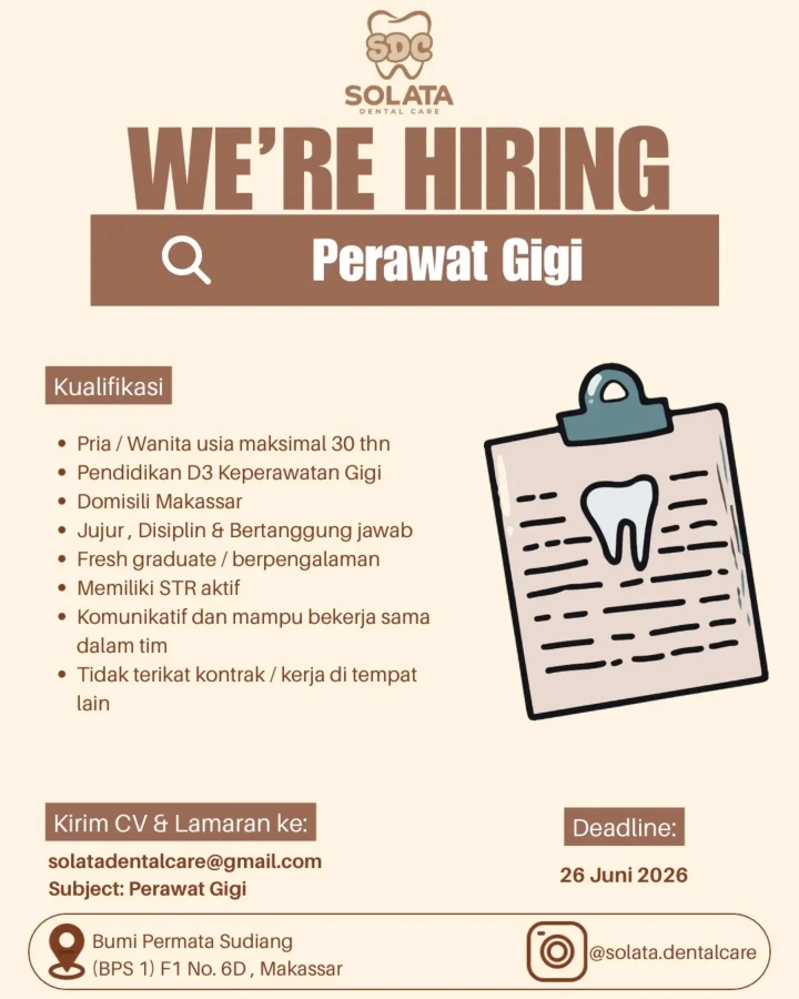 Lowongan Kerja Perawat Gigi Makassar 2026