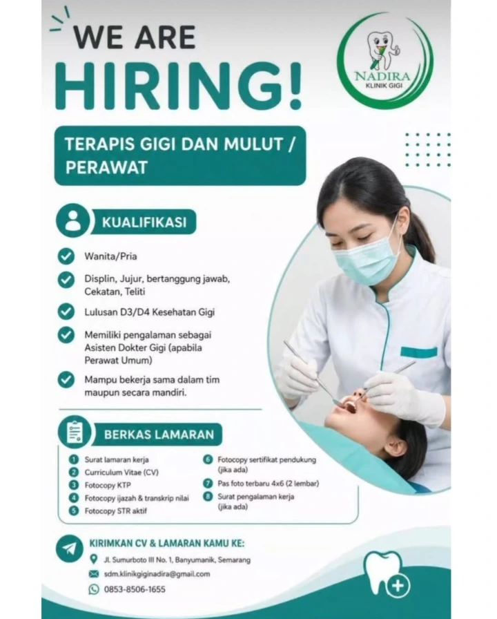 Lowongan Kerja Terapis Gigi &amp; Mulut Semarang 2026