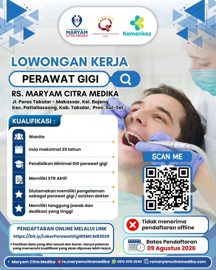 Lowongan Kerja Perawat Gigi Takalar 2026