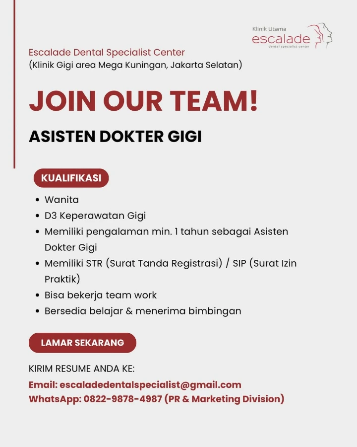 Lowongan Kerja Asisten Dokter Gigi Jakarta 2026