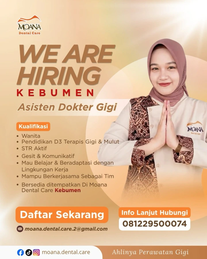 Lowongan Kerja Asisten Dokter Gigi Kebumen 2026