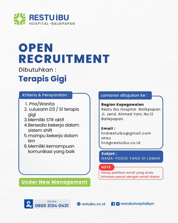 Lowongan Kerja Terapis Gigi Balikpapan 2026