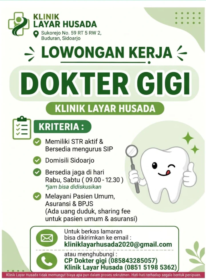 Lowongan Kerja Dokter Gigi Sidoarjo 2026