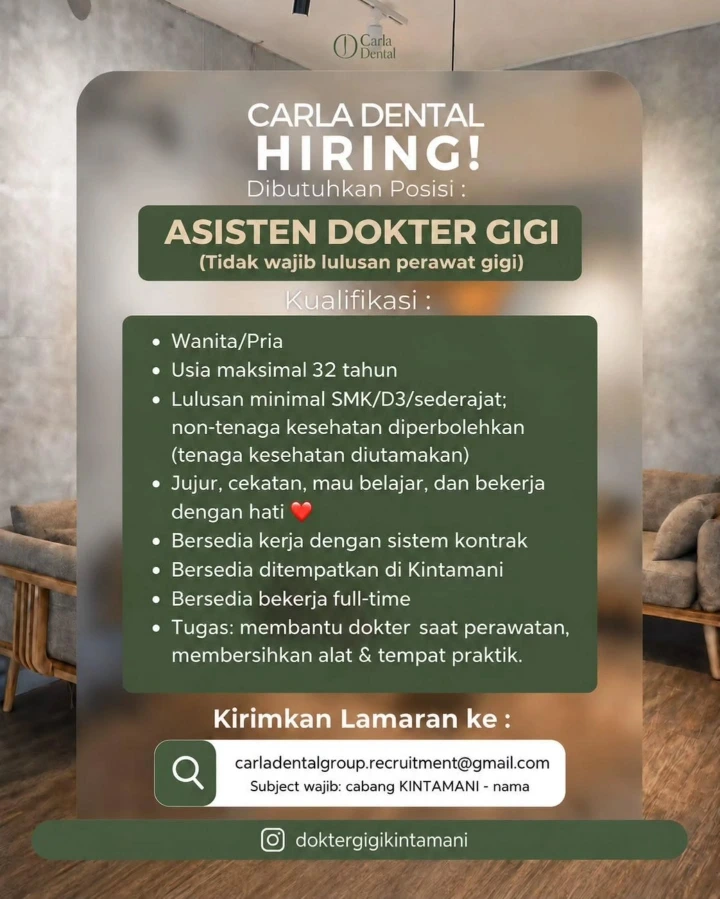Lowongan Kerja Asisten Dokter Gigi Bangli 2026